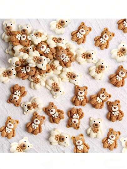 Mixed Color Teddy Bear Accessories, DIY Hair Clips, Cute Mica Color, DIY Phone Case Accessories