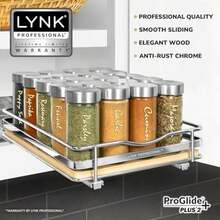 LYNK PROFESSIONAL® Élite™ Organizador de especias extraíble para gabinete - 8-1/4 pulgadas de ancho, garantía limitada de por vida, estante organizador de especias deslizante de madera y cromo(default) - Multicolor - Ver 4