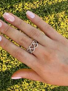 1 buah Cincin Hati Lingkaran Penuh Vintage Minimalis Unik dari Perak Sterling 925, Hadiah Perhiasan Istimewa untuk Wanita - Lingkaran cinta penuh - View 4