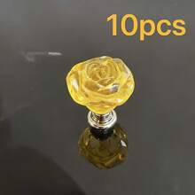 10pcs Crystal Knobs, 30mm Rose Flower Style Glass Pull Handles For Cabinets And Drawers, Suitable For Vanity, Dresser And Kitchen - Multicolor - View 20