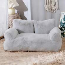 2-Pack Indoor Cat Bed + Bug Bouncy Ball Cat Toy (Colorful), Removable Cover, Washable Dog Bed For Small Dogs And Cats, Fluffy Cat Sofa, Non-Slip Bottom (Grey, 26.0 Inches Long X 19.0 Inches Wide X 13.0 Inches Deep) - Grey - View 4