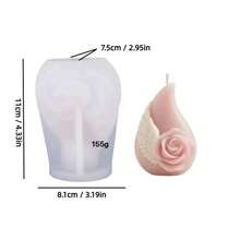 情人节玫瑰花蕾系列创意香薰蜡烛硅胶模具，玫瑰翅膀石膏装饰模具 DIY浪漫玫瑰翅膀香氛花卉装饰模具 - 白色 - 查看 6
