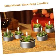 6 Piezas velas suculentas vela cumpleaos vela de cumpleaos scented candles velas candelita plantas suculentas artificiales vela aromtica hechas a mano plantar - como se muestra - Ver 8