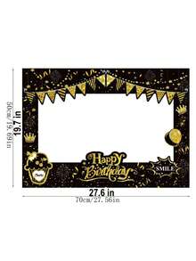 38pcs Gold Glitter Birthday Photo Booth Props, Birthday Party Decorations For Men & Women, Funny Cute Holiday Birthday Party Supplies (Gold & Black) - Multicolor - View 3