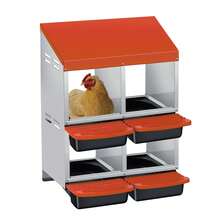 Techigher Chicken Nesting Boxes, 3/4 Hole Metal Chicken Egg Laying Box With Pull-Out Trays And Rollout Egg Collection For ChickenCoop - Orange, 2 Tier, 4 Hole - View 2