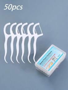 200/100支牙线套装，含牙刷，用于清洁和口腔卫生，盒装牙线，50支塑料牙线棒，多功能牙线，便携式盒装牙线棒 - 彩色 - 查看 7