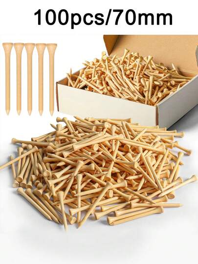 Bamboo Golf Tees 100 Pieces 2.75 Inches Length | Bamboo Golf Tees, 7 Times Stronger Than Wooden Golf Tees, Reduce Friction, Natural Bamboo Products, Healthy And