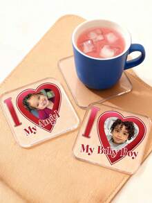 1/3/5pcs Customized Acrylic Name Photo Coasters, Drink Coasters, Personalized Coasters, Valentine's Day Gift, Birthday Gift, Drink Coasters, Personalized Coasters, Wedding Souvenirs, 9.5x9.5cm Personalized Acrylic Memorabilia, Anniversary Gift - Multicolor - View 11