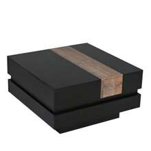 Square Living Room Table 70 X 70 X 39 Cm, Extendable Coffee Table With Hidden Storage, Tea Table With Color Block Design, High Gloss Living Room Side Table, Black, MDF - Hitam - View 9