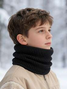 1pc Teenage (12-16 Years) Winter Warm Knitted Neck Warmer | Soft Thermal Lined Scarf | Kids Knitted Scarf, Suitable For Boys & Girls | Christmas & New Year Gift - Multicolor - View 2