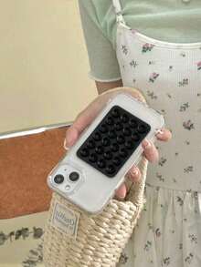 1pc Silicone Phone Holder, Suction Cup Phone Stand, Hands-Free Phone Grip, Ring Holder, Compatible With IPhone And Android Phones, Applicable To Smooth Glass Phone Backs, Not Suitable For Rough Matte Phone Backs. White + Black + Pink + Transparent + Rose Red, Easter Parade Spring Festival - Multicolor 2 - View 6