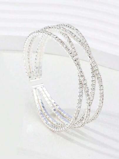Rhinestone Decor Cuff Bangle