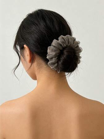 1pc Leopard Print Large Scrunchie 13cm/5.11in, Elegant Chiffon Hair Tie For Women, High-End Ponytail, Bun Holder Hair Accessory ,Hair Elastics ,Hair Rubber Bands ,Hair Rope ,Elastic Hair Tie