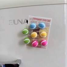 6 piezas de imanes de nevera con diseño realista y colorido de pelotas de tenis, para decorar pizarras, aulas, cocinas y gabinetes, decoración de nevera, artesanía magnética linda - Multicolor - Ver 3