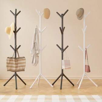 Easy Assembly Floor-Standing Tree-Shaped Coat Rack, Bedroom Vertical Clothes Rack, Hallway Garment Rack