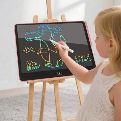 Quadro de Escrita Eletrônica de Tela Grande de 13 Polegadas - Quadro de Desenho Reutilizável com Apagamento de Um Clique com Caneta Stylus, Brinquedo Educacional de Arte para Crianças, Design Durável em PVC, Ferramenta de Aprendizagem Criativa, Mobiliário Infantil Moderno, Superfície Suave Adequada para 11 Presentes de Feriados como Natal, Halloween