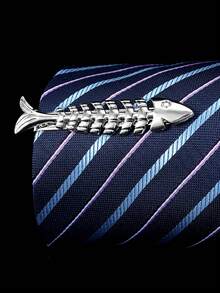 1个个性化朋克风武器造型领带夹，简约优雅，男士日常佩戴的理想之选 - 銀色 - 查看 1