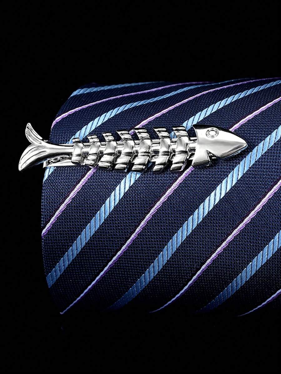 1个个性化朋克风武器造型领带夹，简约优雅，男士日常佩戴的理想之选 - 銀色 - 查看 1