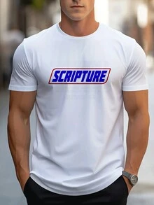 1PC Men's Plus Size Hungry Grab A Scripture T Shirt Matthew 5 6 Christian Faith Quote Religious Gift Apparel - 白色 - 查看 2