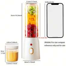 1pc 450ml Juicer Blender, Includes 2 Cups, Portable USB Rechargeable Mini Mixer For Fresh Juice, Wireless And Easy To Carry, Comes With Sports Cup Lid, Ideal Personal Size Blender For Making Smoothies And Milkshakes, Suitable For Home, Kitchen And Travel - Multicolor - View 6