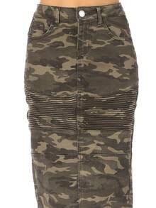 Women's Stretch Knitted Camo Moto Knee Length Pencil Skirt  Casual    Daily - Camo - 查看 5