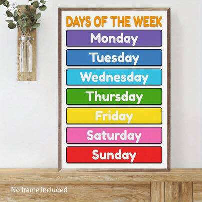 1pc Days Of The Week Canvas Wall Art - Colorful Weekly Calendar Frameless Poster 15.7x23.6inch, Modern Minimalist Home Decor For Living Room, Bedroom, Office, Classroom, Summer-Themed Educational