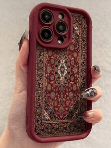 1pc Retro Floral Pattern Painted Shockproof TPU Phone Case, Compatible With Apple XS/XS Max/XR/11/12/13/14/14 Plus/15/15 Plus/16/16 Plus/7/8 Plus/17/17 Pro And Other Models - Multicolor - View 2