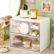 Desk Drawer Organizer Makeup Organizer Storage Box With 4 Stackable Plastic Drawers Desk Organizer For Home Collection Cosmetics Office Bathroom Counter Dresser A - A - View 2