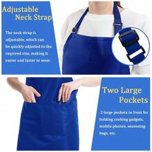4 Pack Chef Apron, Adjustable Apron With 2 Pockets, Unisex Personalised Apron For CooFKing, Kitchen, Restaurant,Blue - Blue - 查看 4