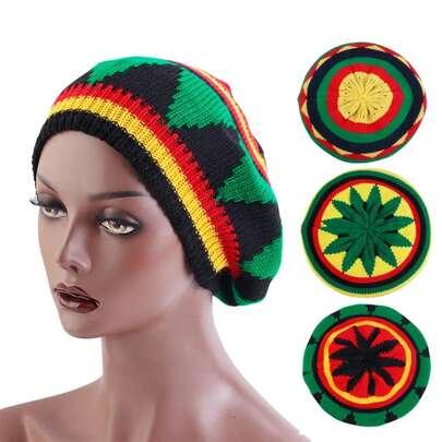 Gorro a rayas de Hip Hop a la moda, boina, sombreros Reggae para exteriores, gorros jamaicanos multicolores, gorros de punto de arcoíris, gorros Unisex