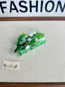 1件套亚克力花朵发夹 - 郁金香、百合、玫瑰发饰，创意独特绿叶发夹，可爱银杏叶发圈装饰，优雅发爪，女士发爪，休闲发夹，优雅发爪夹 - 彩色 - 查看 13