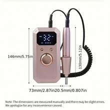 Electric Nail Drill With 32 Speeds LED Display For Shaping Polishing Removing Gel Nails, Nail File Machine With 11 Drill Bits For Acrylic Gel Dip Powder Polish Pink Gold - 灰色 - 查看 6