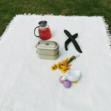 1件波西米亚风野餐垫,可作露营毯、桌布、户外草坪垫、白色桌布、午睡毯,适用于户外野餐、节日派对、室内客厅沙发装饰 - 彩色 - 查看 10