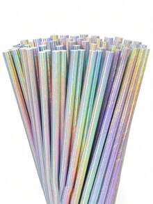 Shiny Rainbow Paper Straws, Exquisitely Crafted, Suitable For Juice, Slushie, Birthday Party, Wedding, Baby Shower Decor, And Mermaid Themed Party Supplies. - Multicolor - View 4