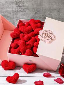 3件套情人节手工钩编爱心花环套装，经典风格布艺爱心主题悬挂装饰，DIY手工爱心饰品，是情人节派对、办公室和家居装饰的理想之选。 - 彩色 - 查看 2