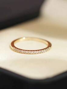 Luxury Half Eternity Ring With Cubic Zirconia, Gold And Silver Costume Jewelry - 金色 - 查看 9