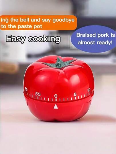1개 귀여운 토마토 모양 주방 타이머 - 태엽식, 요리 및 학습 시간 관리를 위한 회전식 알림