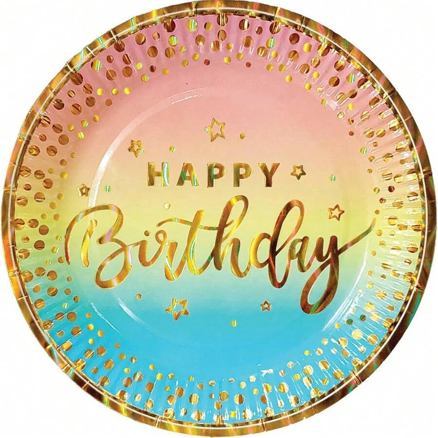 Disposable Kitchenware - Hb Rainbow Confetti Gold - View 1