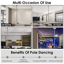 Stripper Dance Pole 45mm Spinning Static Dancing Pole With 88-108.1in Adjustable Height 551LBS Weight Capacity For Fitness Exercise Party Home Club Gym - Silver - View 8