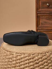 MonaNise 女士3厘米布面包跟黑色时尚百搭玛丽珍低跟粗跟优雅鞋 - 黑色 - 查看 7