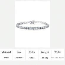 MDFUN 18K白金镀层立方氧化锆网球手链，4毫米立方氧化锆吊坠手链，男女皆宜 - 白色 - 查看 19