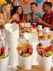 250 chiếc/50 chiếc - Cốc đựng đồ ăn nhẹ Charcuterie có xiên, Cốc đựng đồ khai vị PaperSnack 14 0z có que xiên cocktail. Hộp đựng khoai tây chiên French FryHolder Brown Kraft, Hộp đựng bỏng ngô dùng một lần hình nón, Quà tặng tiệc (50 cốc + 200 que) - Nhiều màu - Xem 13