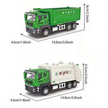 1件压铸合金结构自卸卡车模型 - 逼真的重型工程自卸玩具车，带可翻转伸缩货厢，按比例缩小的精细复制品，带有可活动部件