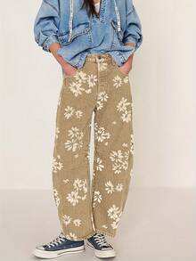 Women'S Y2k Distressed Boyfriend Fit Jeans |   Floral Print, Boot Cut, Mid Waist, Button Fly Closure, Casual Style, Suitable For All Seasons - Nhiều màu - Xem 3