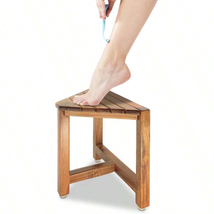 Shower Foot Rest 12 In - Shower Stool For Shaving Legs Small Corner Bathroom Bench Suitable For Small Shower Spaces - Bath Seat Spa Foot Rest Shaving Stool Corner - CornerStool - View 1