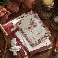 New Year, Valentine's Day, Thanksgiving, Mother's Day, Rose And Butterfly Retro Folding Greeting Cards, Gift Cards, Message Cards, Handwritten Floral Cards, General Holiday Greeting Cards. - Multicolor - View 4