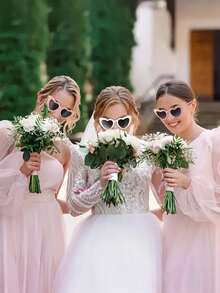 10 Pairs Of Heart-Shaped Or Square Fashionable Glasses, Perfect As Neutral Fashion Accessories For Parties, Weddings, Christmas And New Year Photography, White Framed Black Lenses, Fashionable Glasses, Wedding Decoration Glasses, Wedding Gifts, Bridesmaids And Groomsmen Accessories (Some Parts May Be Random) - Multicolor - View 3