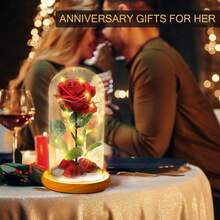 zxr Cúpula de Cristal con Rosa encantada para Siempre diseño de  Rosa Flower con Luces LED Regalos Románticos para Navidad Novia San Valentín Mujeres Día de La Madre Rojo-002125 - Transmisión002 - Ver 6