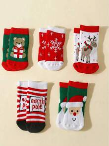 10 đôi tất trẻ em nhiều màu hình ông già Noel, tuần lộc, bông tuyết, gấu dễ thương cho mùa thu/đông, thích hợp cho lễ Giáng sinh, tiệc tùng - Nhiều màu - Xem 4