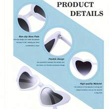 10 piezas Gafas de moda con forma de corazón, accesorio de moda perfecto unisex para fiestas, bodas, fotografía de Navidad y Año Nuevo, con marco blanco y lentes negros, gafas de moda, gafas de decoración para bodas, regalo de boda, accesorios para damas de honor y padrinos - Multicolor - Ver 7